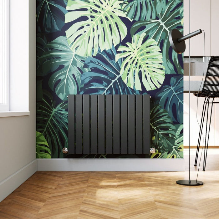 Elle 600 x 836mm Anthracite Single Flat Panel Horizontal Designer Grey Column Radiator
