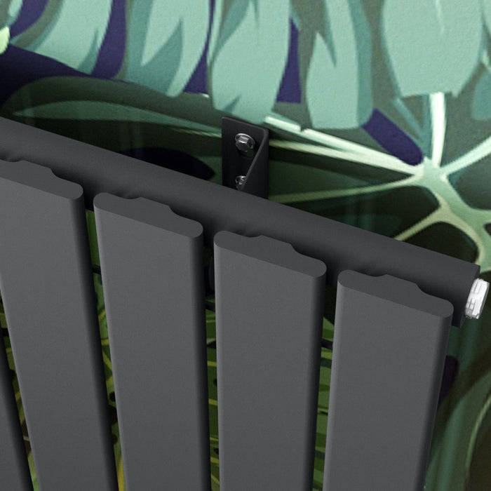Elle 600 x 836mm Anthracite Single Flat Panel Horizontal Designer Grey Column Radiator