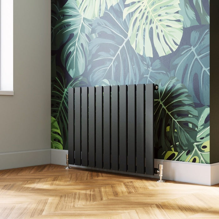 Elle 600 x 836mm Anthracite Single Flat Panel Horizontal Designer Grey Column Radiator