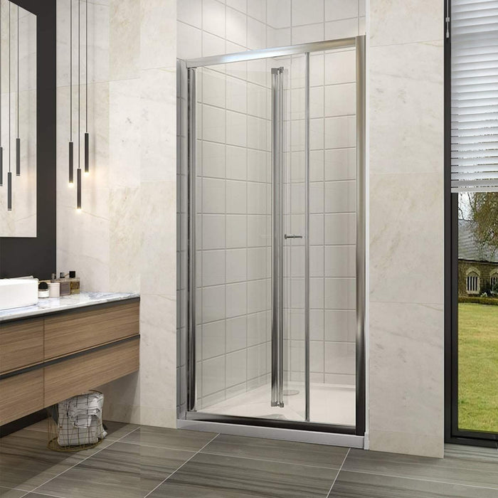 Elle 1000mm Framed Bifold Shower Door 5mm Tempered Glass Folding Shower Screen