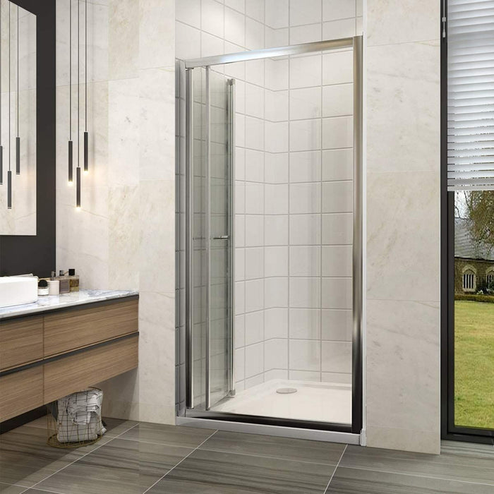Elle 1000mm Framed Bifold Shower Door 5mm Tempered Glass Folding Shower Screen