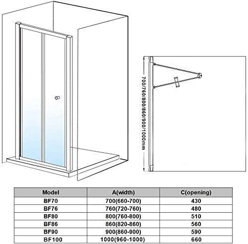 Elle 860mm Framed Bifold Shower Door 5mm Tempered Glass Folding Shower Screen