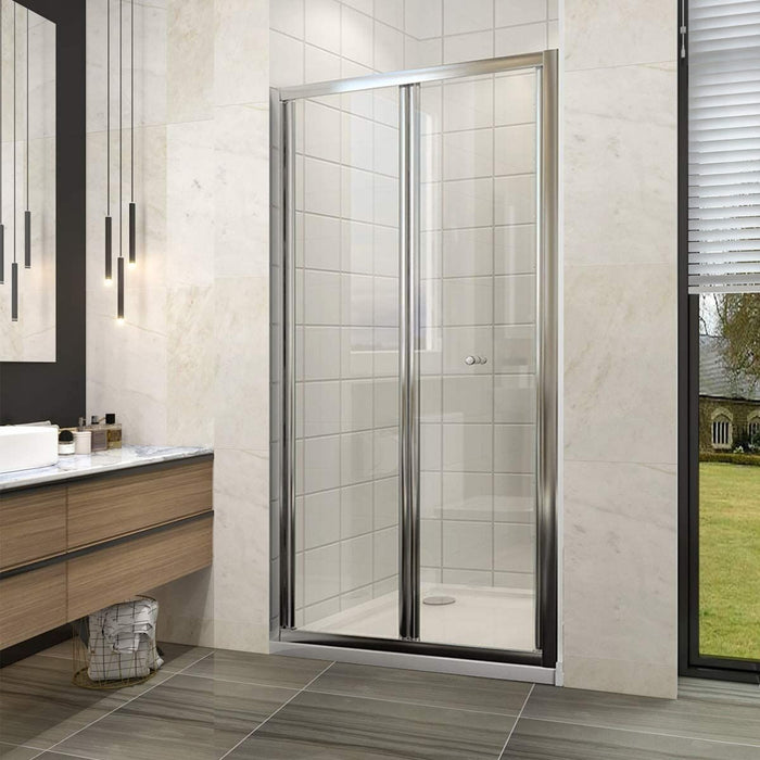 Elle 860mm Framed Bifold Shower Door 5mm Tempered Glass Folding Shower Screen