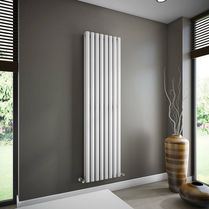 Elle 1600x480mm White Oval Double Panel Designer Radiator Vertical Radiator