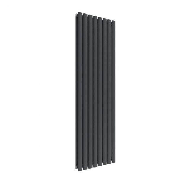 Elle 1600x480mm Anthracite Oval Double Panel Grey Designer Radiator Vertical Radiator