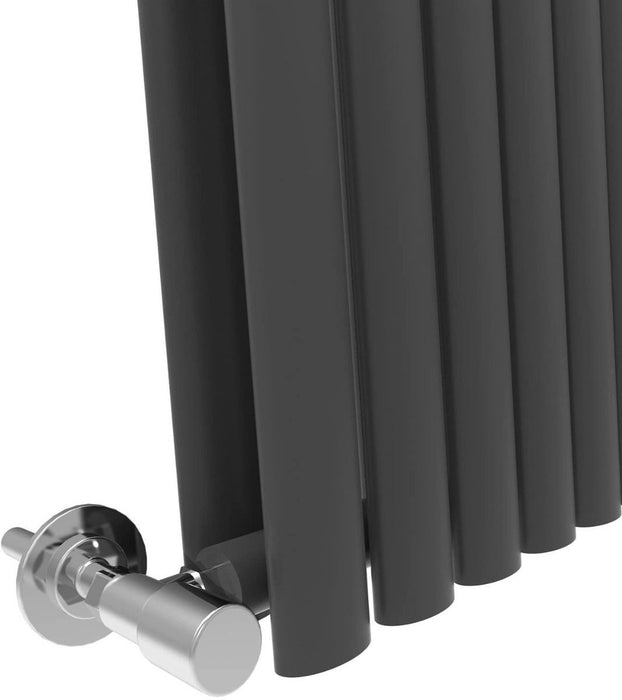 Elle 1600x360mm Anthracite Oval Double Panel Designer Radiator Vertical Radiator