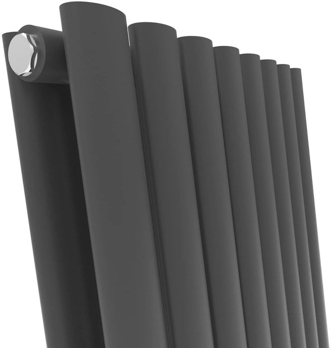Elle 1600x360mm Anthracite Oval Double Panel Designer Radiator Vertical Radiator