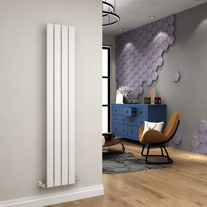 Elle 1800 x 300mm Vertical Designer Single White Flat Panel Column Radiator