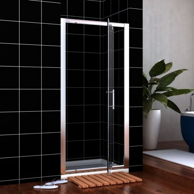 Elle 860mm Framed Pivot Hinged Shower Door 6mm Tempered Glass Swing Door