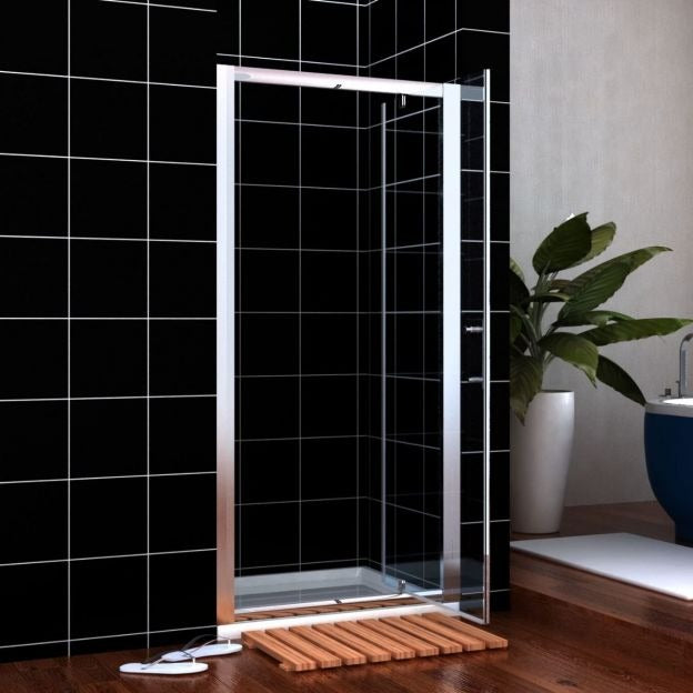 Elle 900mm Framed Pivot Hinged Shower Door 6mm Tempered Glass Swing Door
