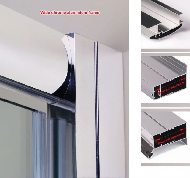 Elle 860mm Framed Pivot Hinged Shower Door 6mm Tempered Glass Swing Door