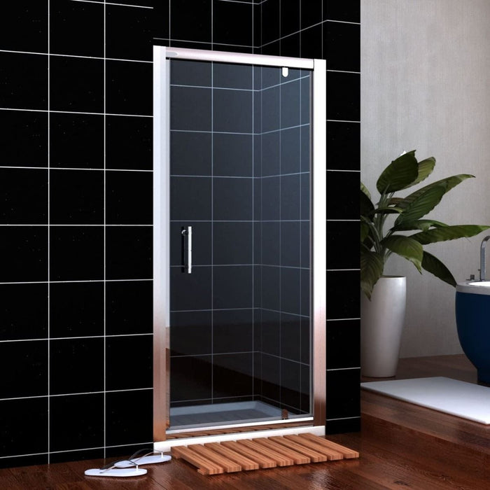 Elle 860mm Framed Pivot Hinged Shower Door 6mm Tempered Glass Swing Door