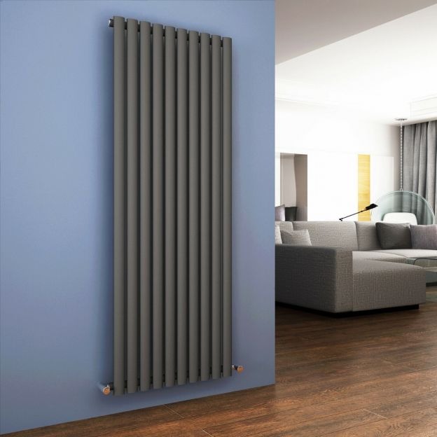 Elle 1600x590mm Anthracite Single Panel Slim Designer Grey Radiator Vertical Radiator