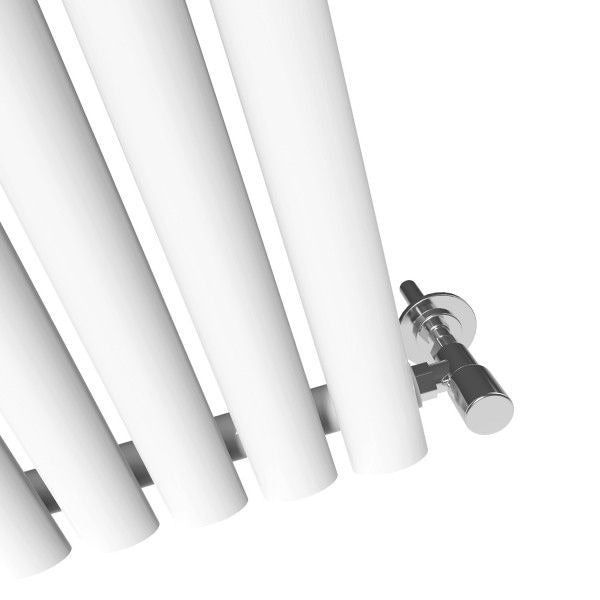Elle 1600x480mm White Oval Single Panel Designer Radiator Vertical Radiator