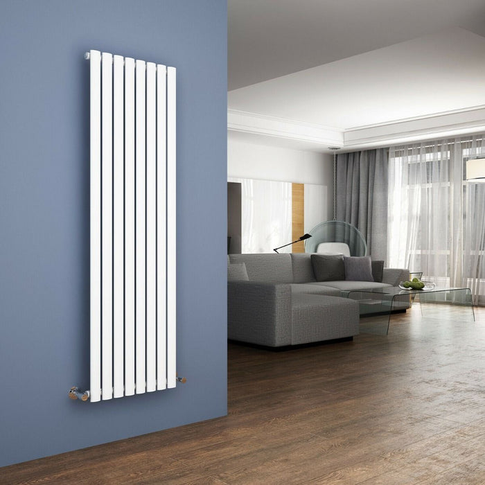 Elle 1600x480mm White Oval Single Panel Designer Radiator Vertical Radiator