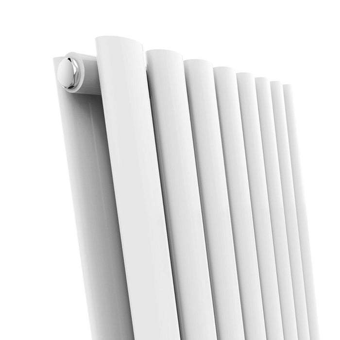 Elle 1800x360 White Oval Double Panel Slim Designer Radiator Vertical Radiator