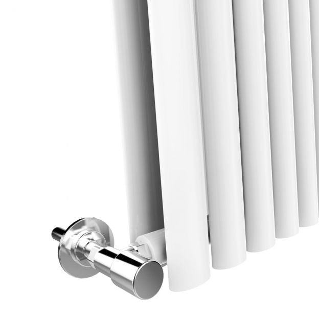 Elle 1600x480mm White Oval Double Panel Designer Radiator Vertical Radiator