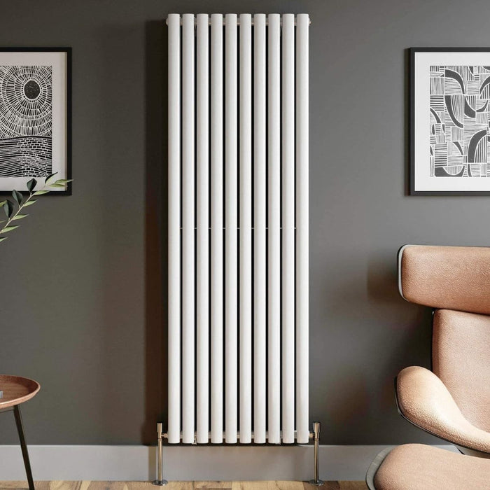 Elle 1800x590mm White Double Oval Panel Slim Designer Radiator Vertical Radiator