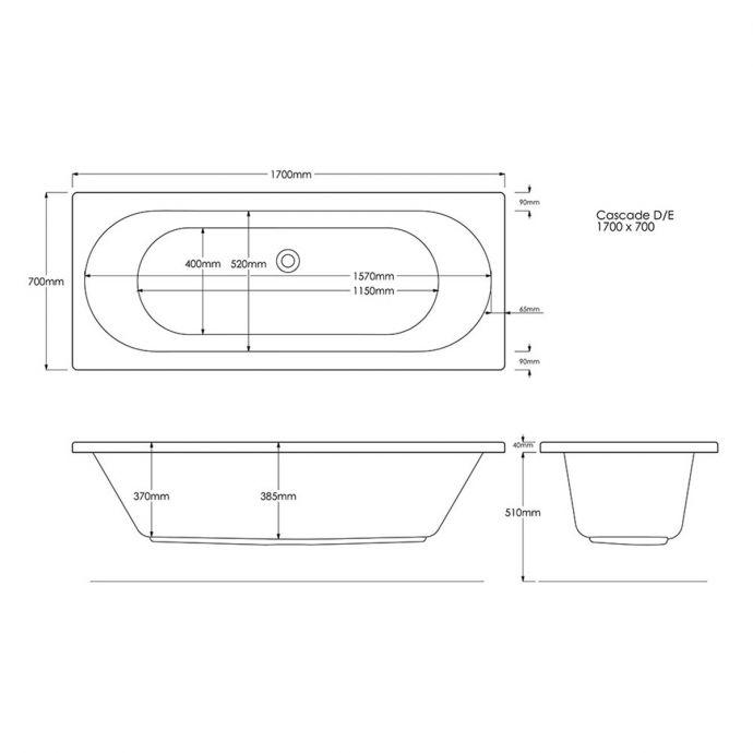 Trojan Cascade D/E Double Ended Reinforced Bath 1800 x 800mm