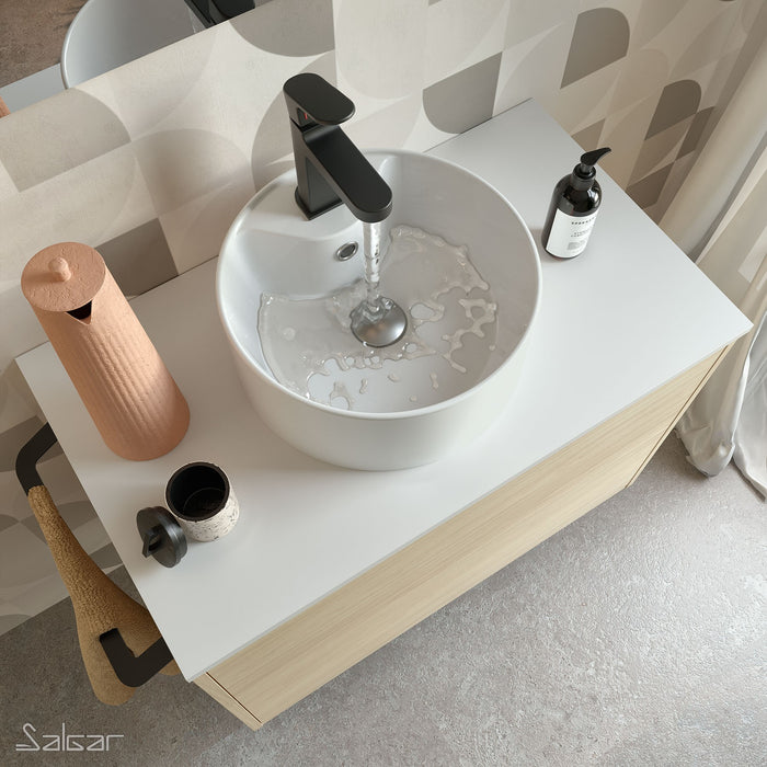 Optimus Noir 600 Wall Hung Vanity Unit + Washbowl Basin - Nordick Natural Oak