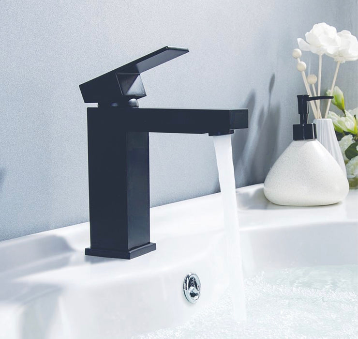 Optim Noir Matt Black Mono Basin Mixer
