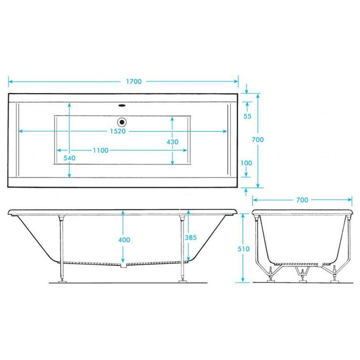 Trojan Elite D/E Double Ended Bath 1800 x 800mm
