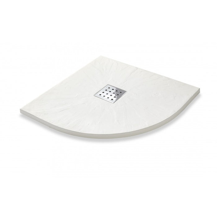 Kartell Quadrant White Slate Effect Shower Tray + Waste - Choose Size