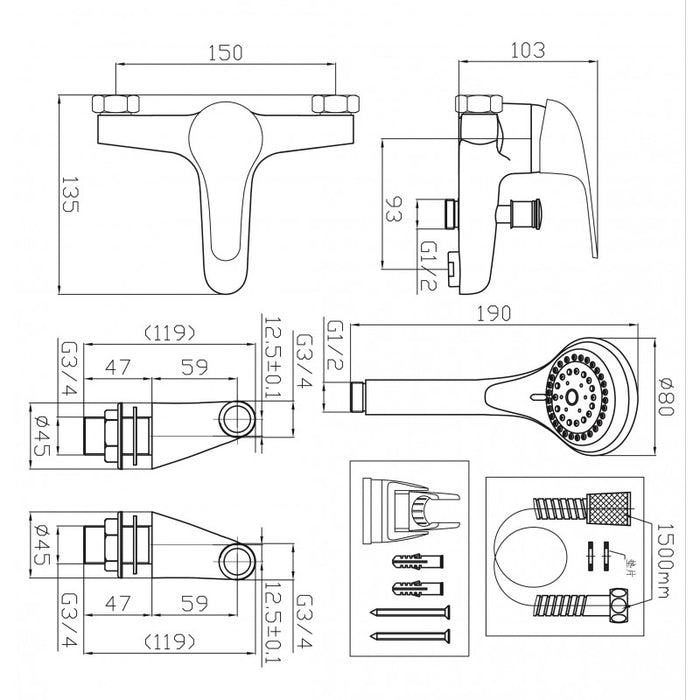 Kartell Chrome Bath Shower Mixer Tap