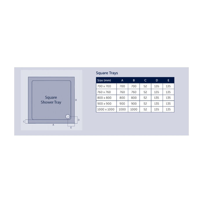 Kartell Stone Resin Square Shower Tray - Choose Size