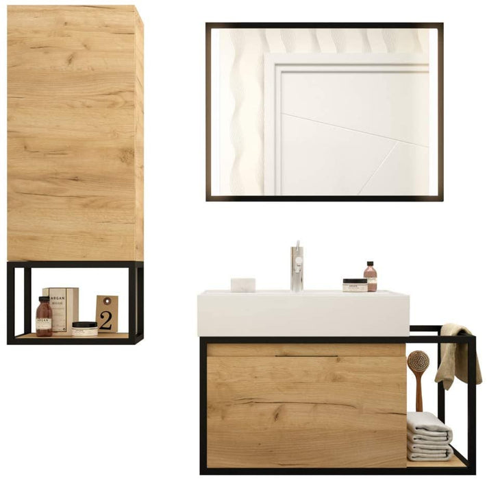 Noir Vinci Black Framed LED Mirror 600 x 800mm Horizontal or Vertical