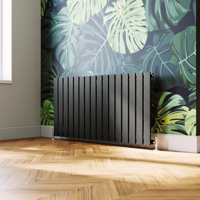 Elle 600 x 1210mm Anthracite Single Flat Panel Horizontal Designer Grey Column Radiator
