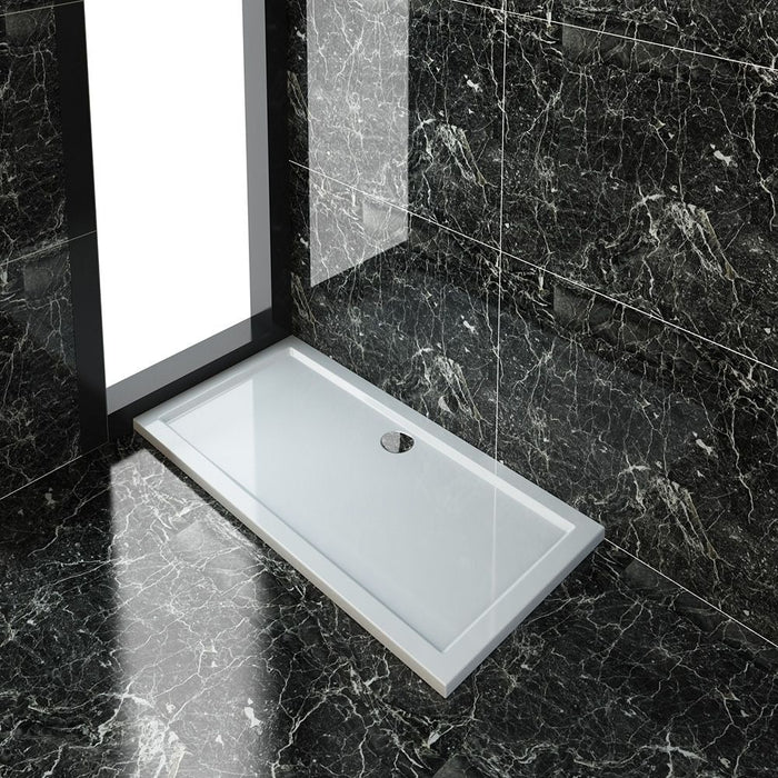 Elle Ultra-Slim Stone Resin Rectangle Shower Tray + 90mm Waste - Choose Size