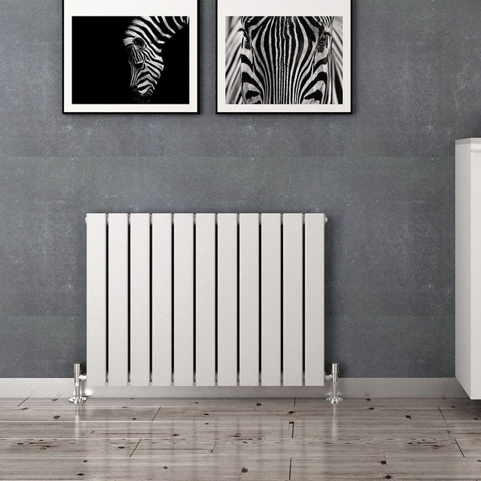Elle 600X836mm White Horizontal Designer Single Column Flat Panel Radiator