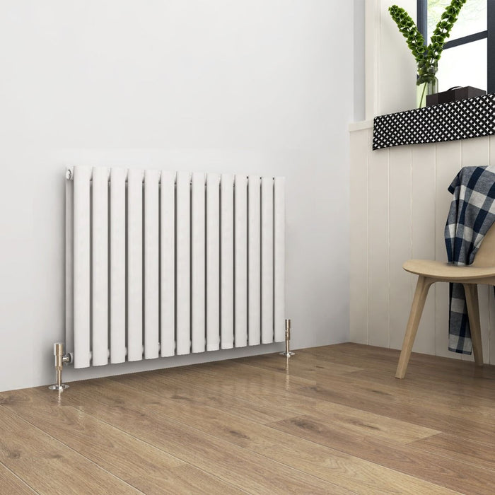 Elle 600 x 830mm Double White Modern Design Oval Panel Horizontal Radiator