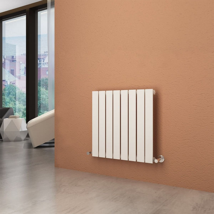 Elle 600 x 600mm White Single Elegant Horizontal Designer Column Flat Panel Radiator