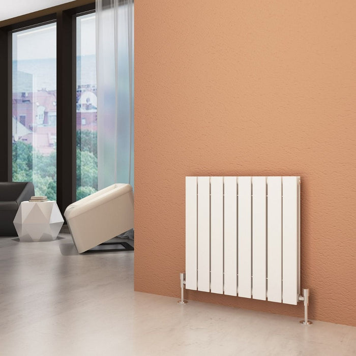 Elle 600 x 600mm White Double Elegant Horizontal Designer Column Flat Panel Radiator