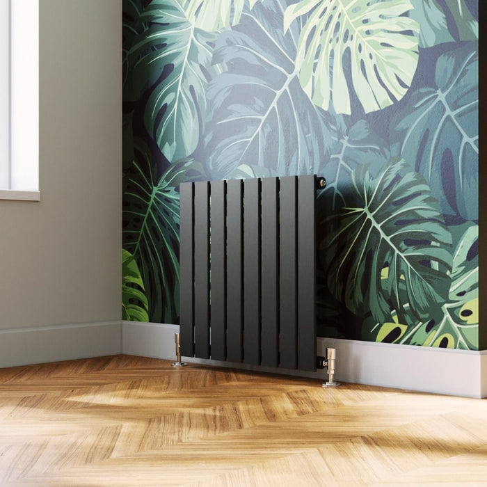 Elle 600 x 600mm Anthracite Single Flat Panel Horizontal Designer Grey Column Radiator