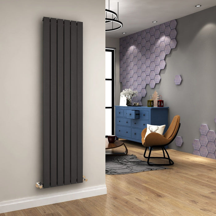 Elle 1800 x 452mm Vertical Designer Anthracite Single Radiator Column Tall Upright Central Heating Radiator