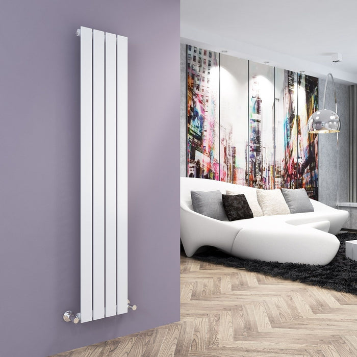 Elle 1600 x 300mm Vertical Designer Single White Flat Panel Column Radiator