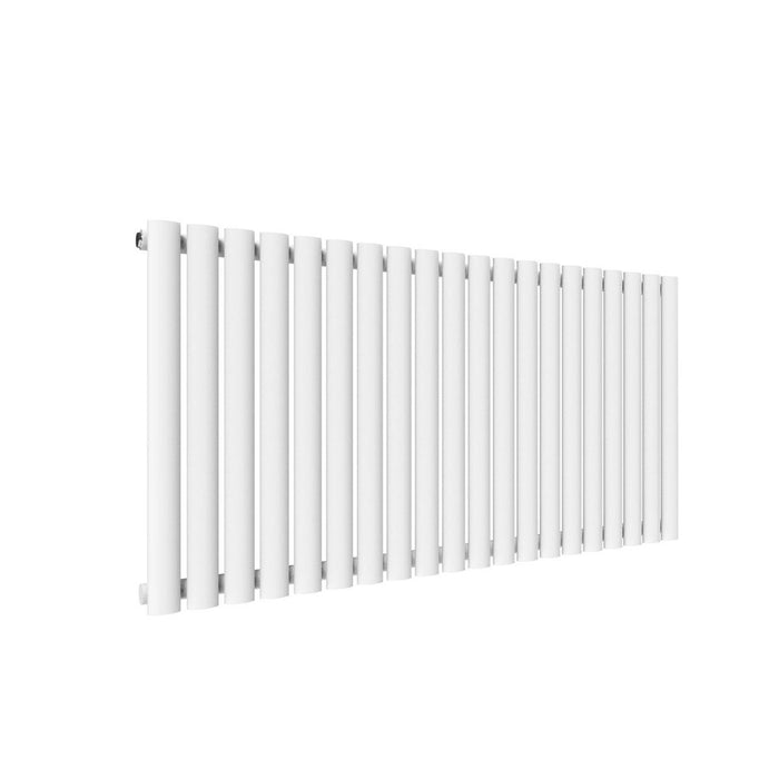 Elle 600x1190mm Single White Modern Design Oval Panel Horizontal Radiator