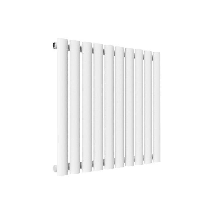 Elle 600 x 590mm White Modern Design Single Oval Panel Horizontal Radiator