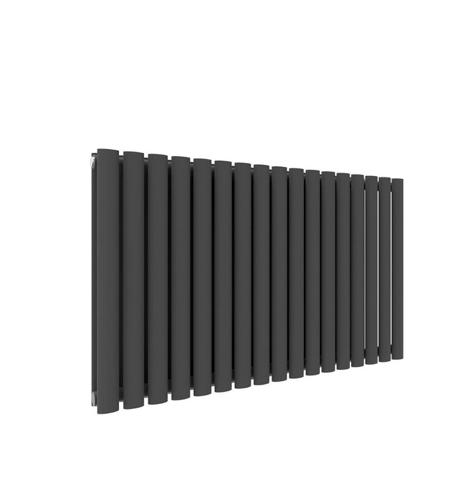 Elle 600x1003mm Double Anthracite Modern Design Grey Oval Panel Horizontal Radiator