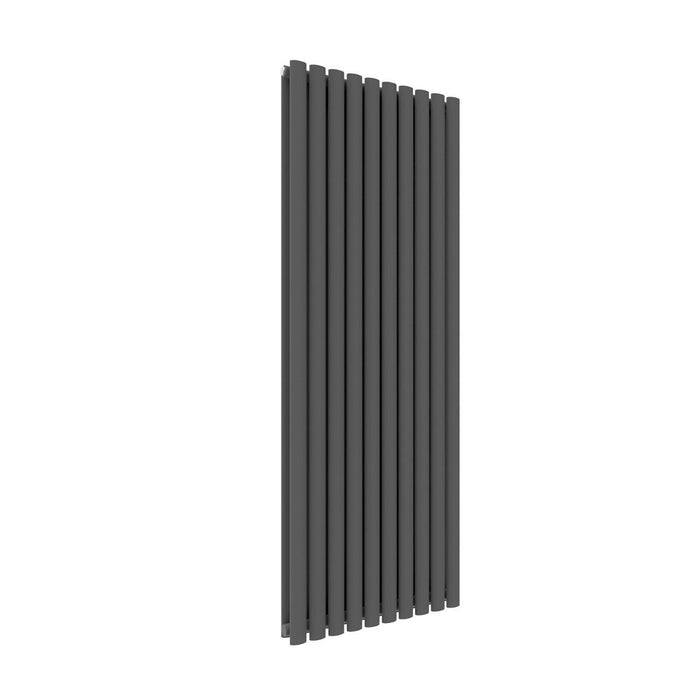 Elle 1600x590mm Anthracite Oval Double Panel Slim Designer Grey Radiator Vertical Radiator