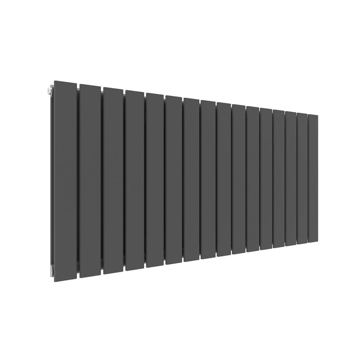 Elle 600 x 1210mm Anthracite Double Flat Panel Horizontal Designer Grey Column Radiator