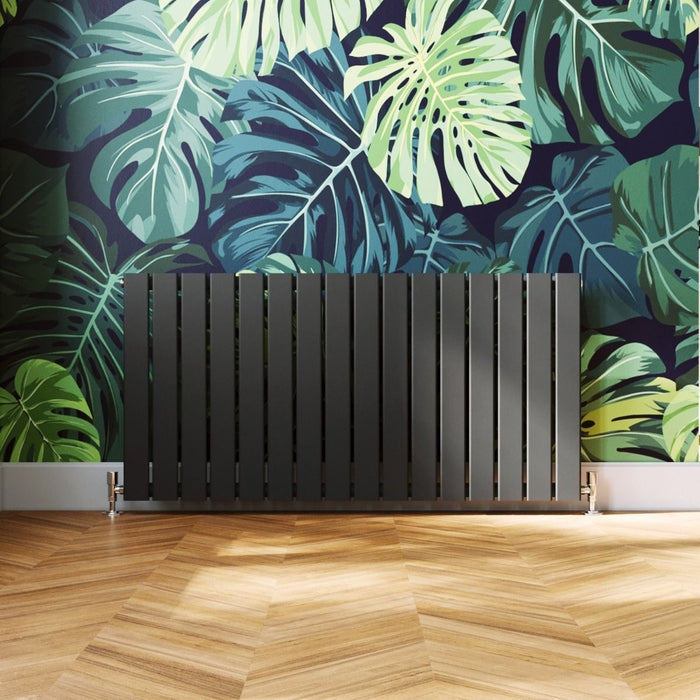 Elle 600 x 1210mm Anthracite Single Flat Panel Horizontal Designer Grey Column Radiator