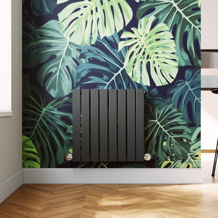 Elle 600 x 600mm Anthracite Single Flat Panel Horizontal Designer Grey Column Radiator
