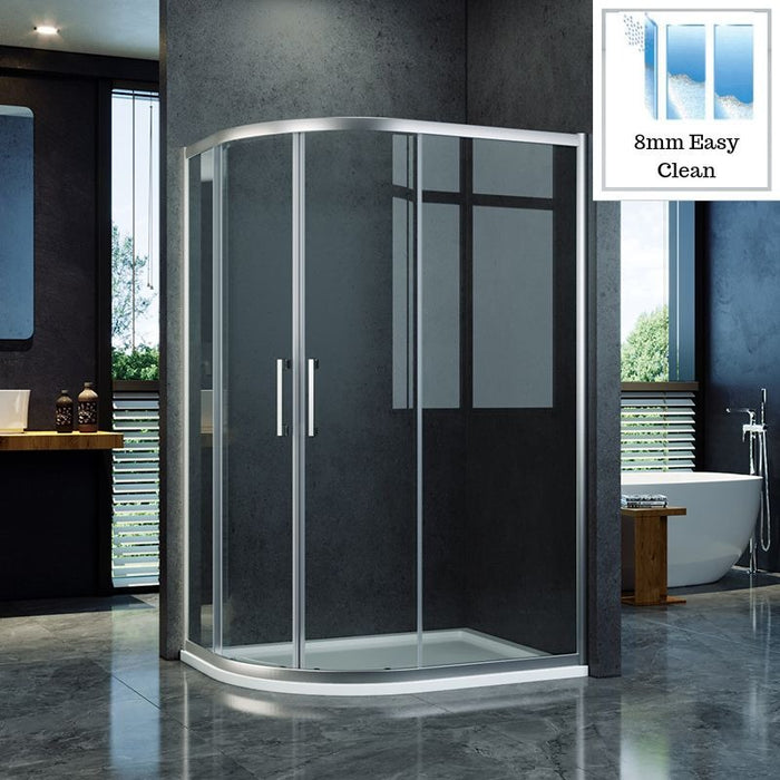 Elle 900 X 800mm Reversible Offset Shower Enclosure 8mm Easy Clean Nano Glass Shower Cubicle