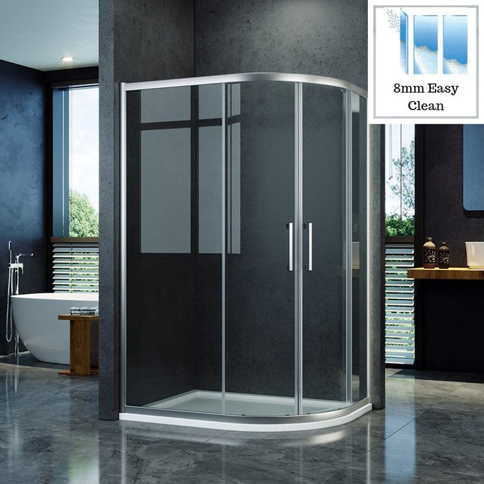 Elle 1000 x 900mm Reversible Offset Shower Enclosure 8mm Easy Clean Nano Glass Shower Cubicle
