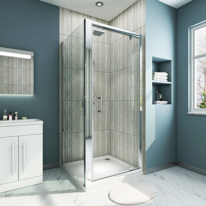 Elle 800 x 800mm Framed Hinged Pivot Shower Enclosure 6mm Tempered Glass Cubicle