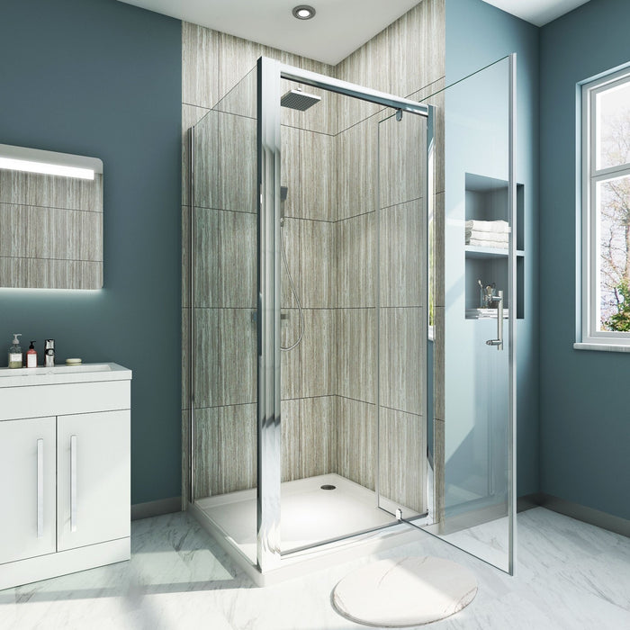 Elle 800 x 800mm Framed Hinged Pivot Shower Enclosure 6mm Tempered Glass Cubicle